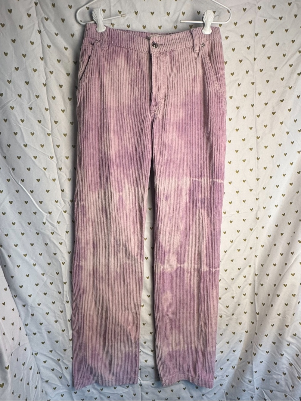 Free People Pastel Lavender Tie-Dye Wide Leg Corduroy Jeans